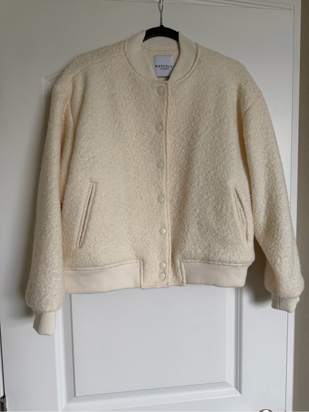 Marcela London Cream Sherpa Bomber Jacket